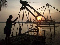 Chinese fishing nets behind the Mylanthara Homesta