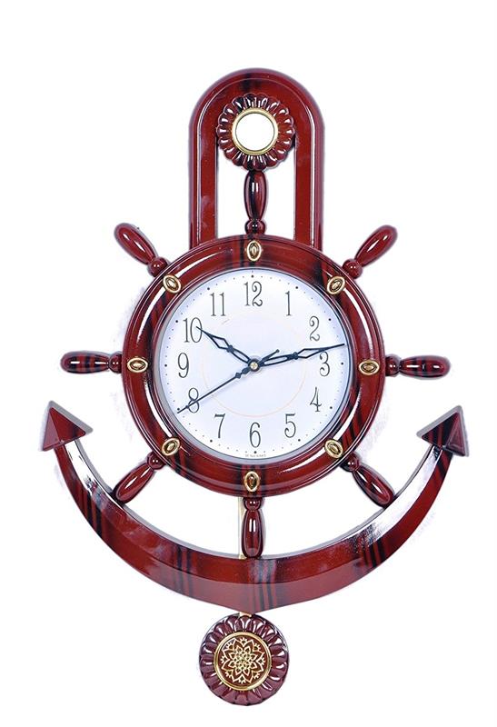 JaipurCrafts WebelKart Decorative Retro Anchor Copper Pendulum Wall Clock ( 17 IN x 12 IN),Brown
