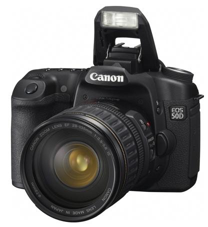 Canon EOS 50D Front Angled View With Popup Flash
