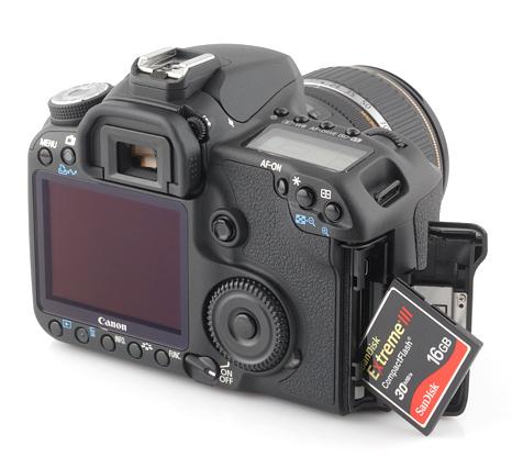 Canon EOS 50D Flash Card Compartment View
