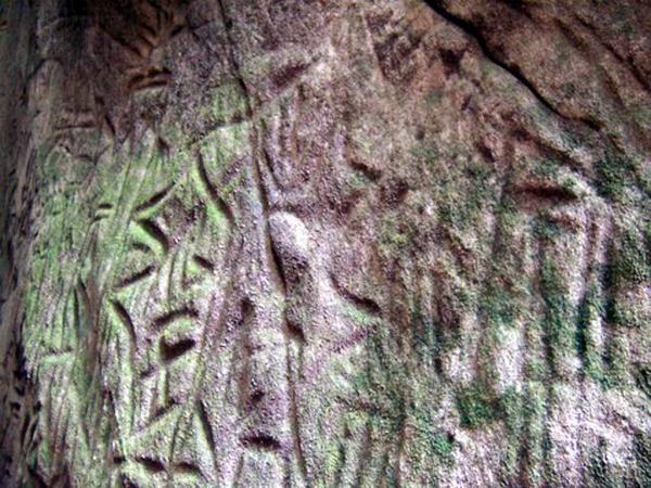 Another view of the carvings at the Edakkal Caves 