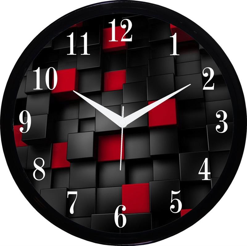 IT2M Round Wall Clock With Glass For Home / Bedroom / Living Room / Kitchen (Red)